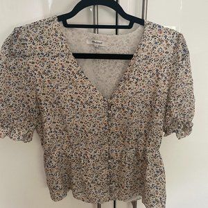Madewell Silk Floral Top Size Small